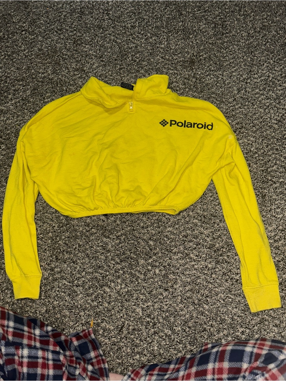 Polaroid Yellow Cropped Quarter-Zip Sweatshirt